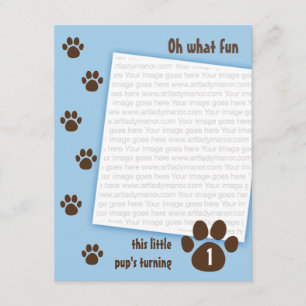 Brown Paw Print op Blue Birthday Kaart