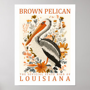 Brown Pelican Bird of Louisiana Verenigde Staten R Poster