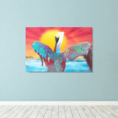 Brown Pelican ISLAND SUNSET Canvas Afdruk (Insitu (Houten vloer))