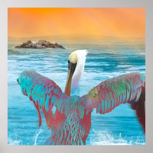 Brown Pelican ISLAND SUNSET Poster (Voorkant)
