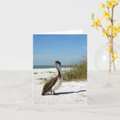 Brown Pelican Notecard Kaart (Gele Bloem)