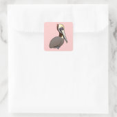 Brown Pelican Vierkante Sticker (Tas)
