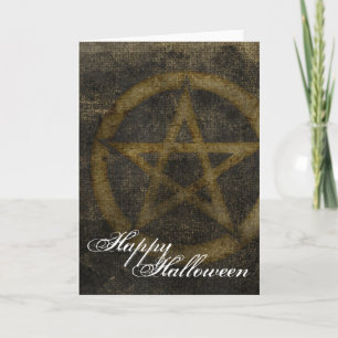 Brown Pentagram Happy Halloween Wenskaart 2 Kaart