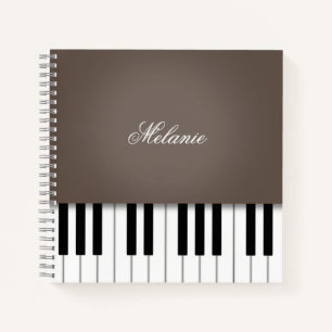  Brown Piano Music-toetsenbord op maat Notitieboek