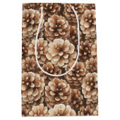 Brown Pine Cones Nature Birthday Medium Cadeauzakje (Voorkant)