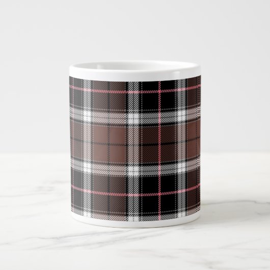 Brown Plaid Extra Grote Beker (Voorkant)