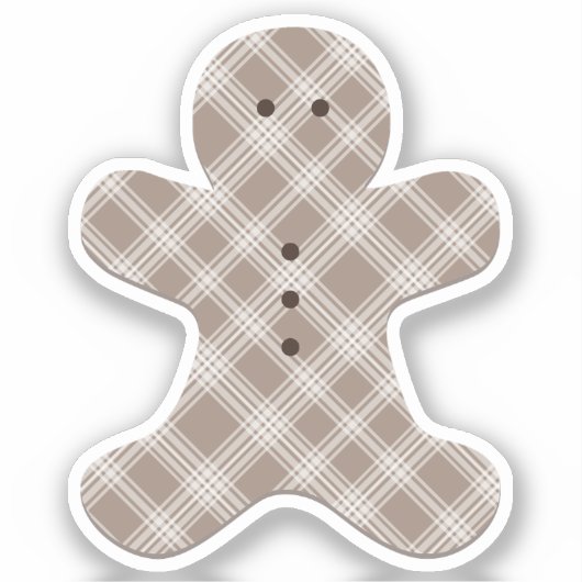 brown plaid gingerbread man sticker (Voorkant)