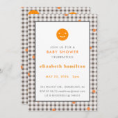 Brown Plaid & Orange Dots Baby Shower Invitation (Devant / Derrière)