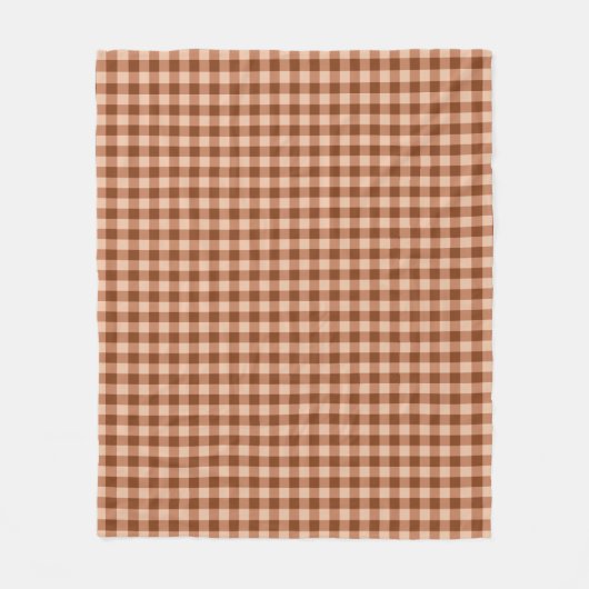 Brown Plaid Pattern Simple Rustic Gingham Fleece Deken (Voorkant)