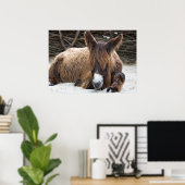 Brown Poitou Donkey Poster (Thuiskantoor)