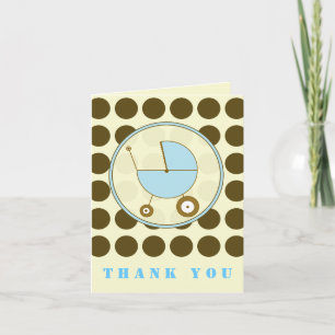 Brown Polka Dot / Blue Baby Carriage Bedankt