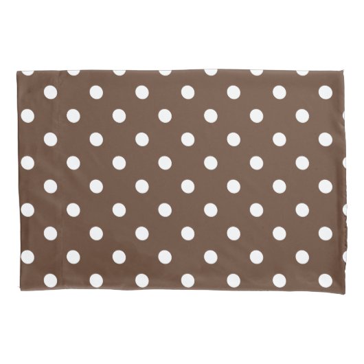 Brown Polka Dot Kussensloop (Voorkant-Links)