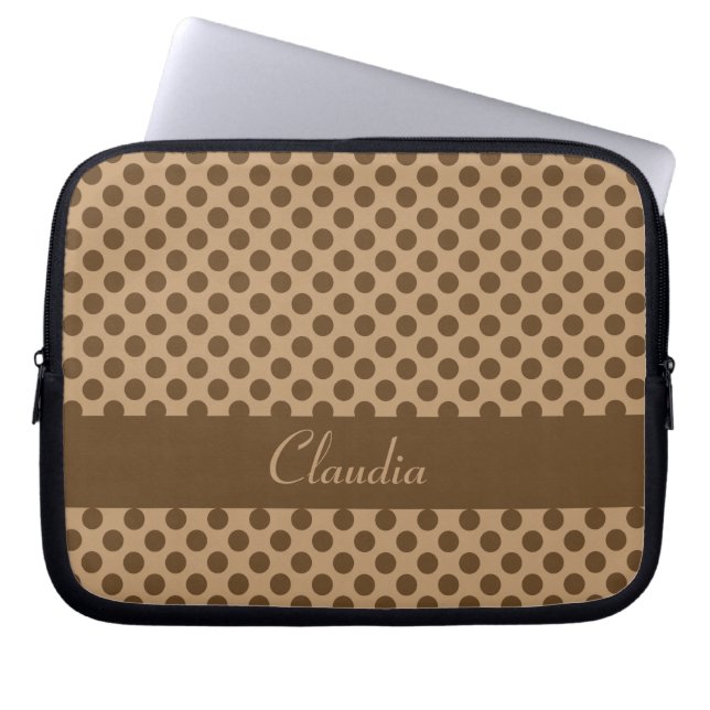 Brown Polka Dot Laptop Sleeve (Voorkant)