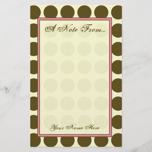 Brown Polka Dot Mode briefpapier (Voorkant)