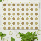 Brown Polka Dot Retro Design Serviette de cuisine (Plié)