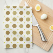 Brown Polka Dot Retro Design Serviette de cuisine (Quart Plié)