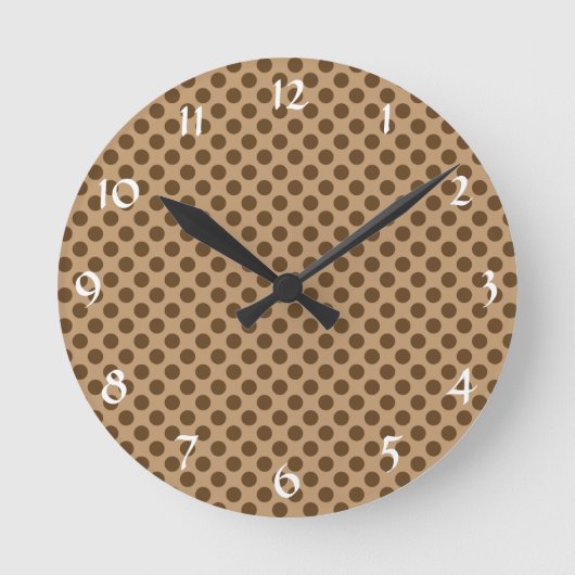Brown Polka Dot Ronde Klok (Voorkant)