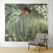 Brown Princess and Frog Sage Green Dress Sweet 16 Wandkleed (In Situ (horizontaal))