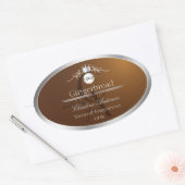 Brown Product Label Silver Frame Logo and Monogram (Envelop)