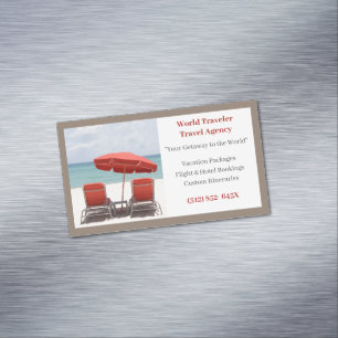 Brown Red Chairs Agency Reisagent Beach Magnetisch Visitekaartje