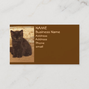 Brown Retro Sepia Kitten Visitekaartjes