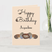 Brown Rock Slice Shell Fossil Beige Happy Birthday Kaart (Voorkant)