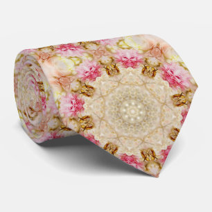 Brown, Rose, Ecru Mandala Motif Cravate