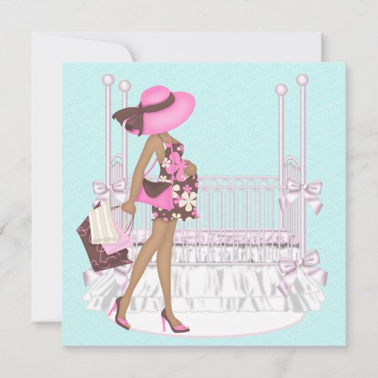 Brown rose Turquoise Bleu Bébé douche Invitations (Devant)