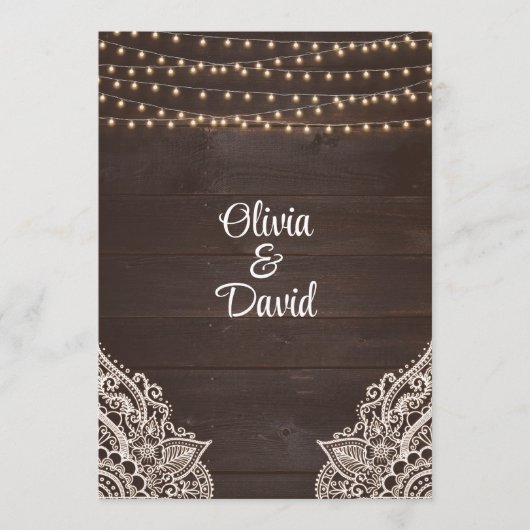 Brown Rustic Bois String Programme de mariage lége (Devant)