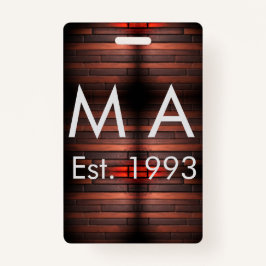 Brown rustic brick stone add name letter year date badge