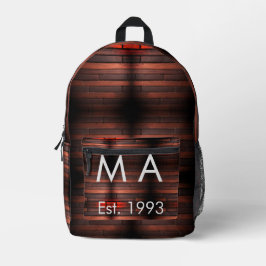 Brown rustic brick stone add name letter year date bedrukte rugzak