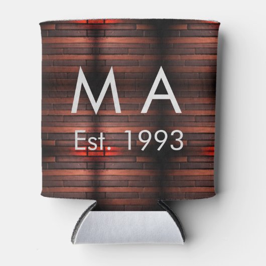 Brown rustic brick stone add name letter year date blikjeskoeler (Voorkant)