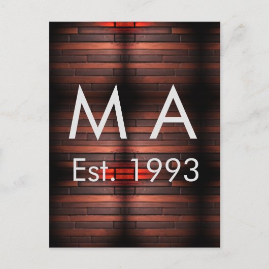 Brown rustic brick stone add name letter year date briefkaart (Voorkant)