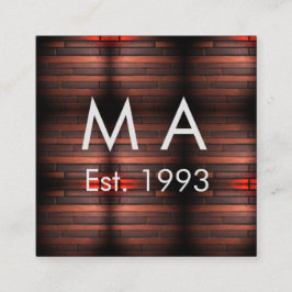 Brown rustic brick stone add name letter year date vierkante visitekaartje