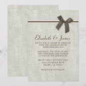 Brown Rustic Burlap Invitations de mariage (Devant / Derrière)