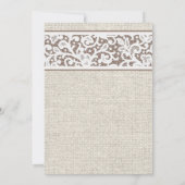 Brown Rustic Country Burlap Invitations de mariage (Dos)