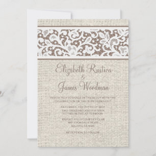 Brown Rustic Country Burlap Invitations de mariage