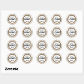 Brown Rustic Kraft Paper Dank je Logo hier Ronde Sticker (Vel)