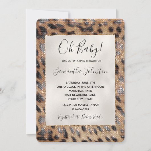 Brown Safari Giraffe Animal Sparkle Baby shower Kaart (Voorkant)