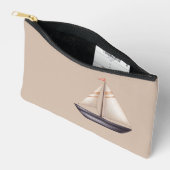 Brown Sailing Boat and Name on Beige Etui (Open)