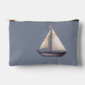 Brown Sailing Boat and Name on Gray Etui