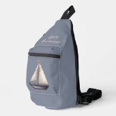 Brown Sailing Boat and Name on Gray Sling Bag (Rechterhoek)