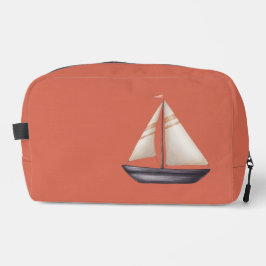 Brown Sailing Boat and Name on Red Toilettasje