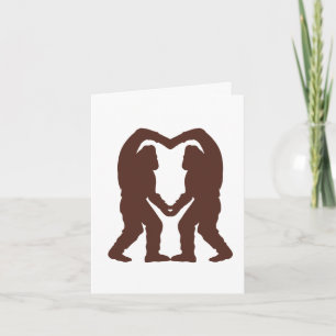 Brown Sasquatch Heart Silhouette Kaart
