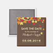 Brown Save the Date Maple Leaf Fall Wedding Magnet Magneet (Voorkant / Achterkant)