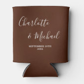 Brown Script Minimalist Wedding Blikjeskoeler (Voorkant)
