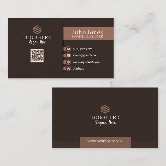 Brown Sepia QR Code Cartes de visite 24 Pack de 10 (Devant / Derrière)