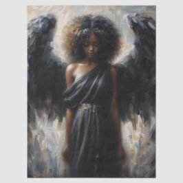 Brown-Skinned Angel Girl With Black Wings Tissuepapier