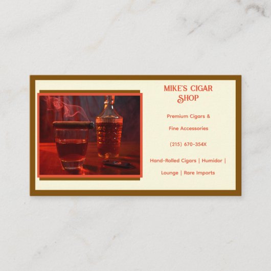 Brown Smoke Cigar Shop Visitekaartje (Voorkant)