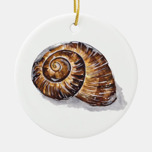 Brown Snail Shell Keramisch Ornament (Voorkant)